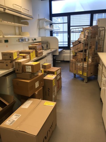 A laboratory full of parcels